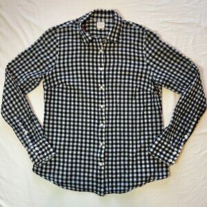 J CREW BLACK AND WHITE GINGHAM BUTTON SHIRT, M